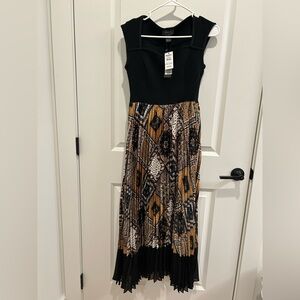 NWT Gracia Black and Brown Geometric Maxi Dress
